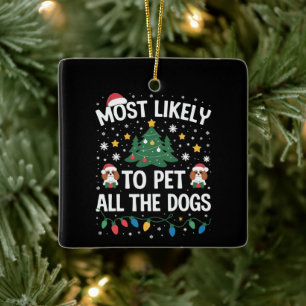 Wahrscheinlichster Hunde Streichel Weihnachten Fam Keramikornament