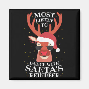 Wahrscheinlichster Tanz mit Santas Rentieren,Weihn Magnet