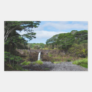 wai'ale fällt in den Park des Staat Wailuku Rechteckiger Aufkleber
