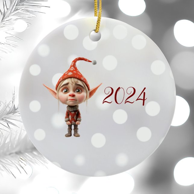 Waifish Girl Christmas Elf Keramik Ornament (Von Creator hochgeladen)