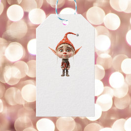 Waifish Girl Christmas Elf White Gift Tags Geschenkanhänger