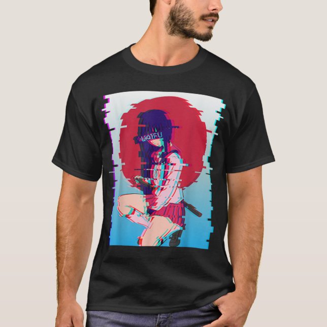 Waifu Anime School Girl - Japanische Ästhetik Vapo T-Shirt (Vorderseite)
