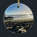 Waikiki Beach, Cape Disappoinment, Washington Keramik Ornament<br><div class="desc">In Beautiful Afternoon in October 2017 along the Southern Washington Coast. Batterien of driftwood & strong waves at Waikiki Beach at Cape Disappoinment State Park, Ilwaco, Washington. Popular surfing spot with a view of the lighthouse, this beach is definitely worth seeing!</div>