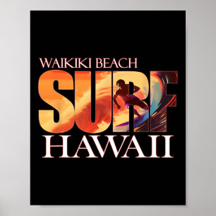 Waikiki Beach Hawaii Hawaiianische Inseln Surfen F Poster