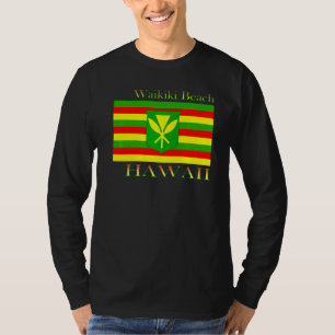 Waikiki Beach Hawaii Inseln Hawaii Flag Beach T-Shirt