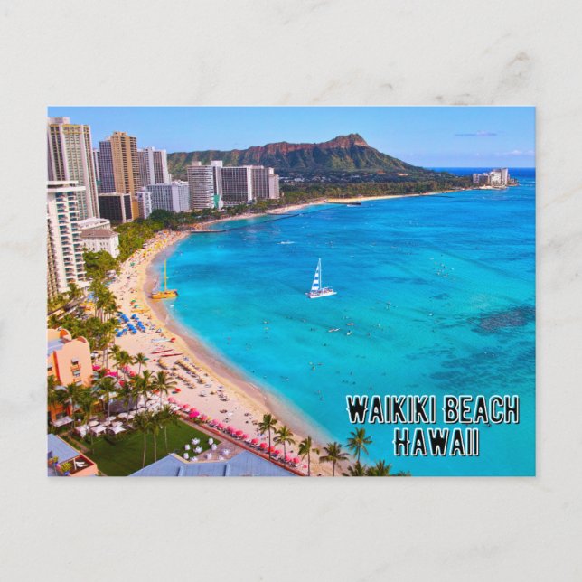 Waikiki Beach Hawaii Postkarte (Vorderseite)