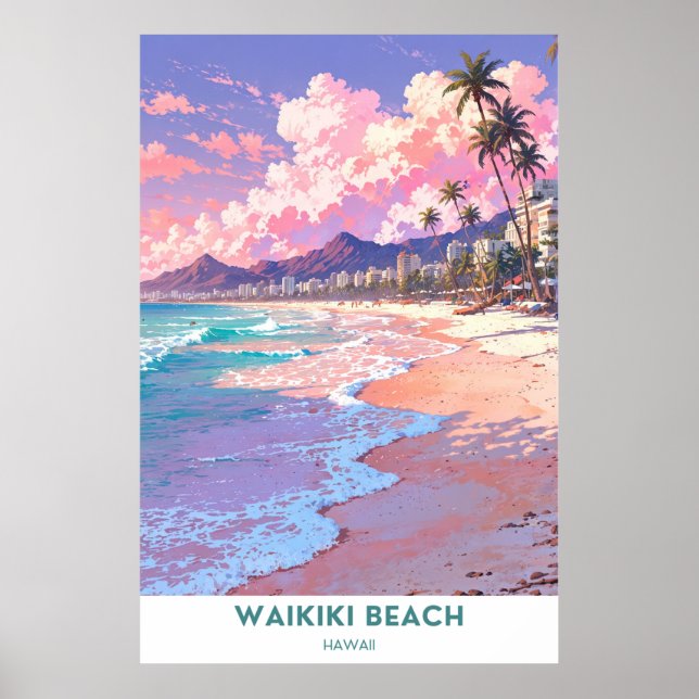 Waikiki Beach- Honolulu, Hawaii Poster (Vorne)