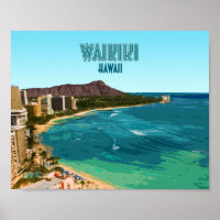 Waikiki Beach Honolulu Oahu Hawaii Vintag