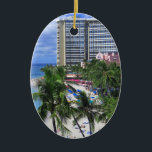 Waikiki Beach Keramik Ornament<br><div class="desc">Fotografiert in Honolulu, Hawaii.</div>