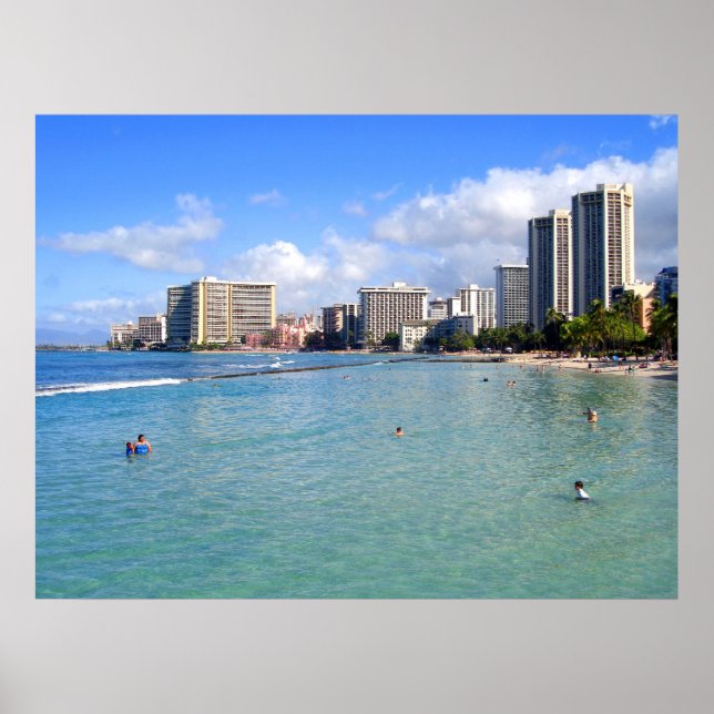Waikiki Beach, Oahu, Hawaii Poster (Vorne)