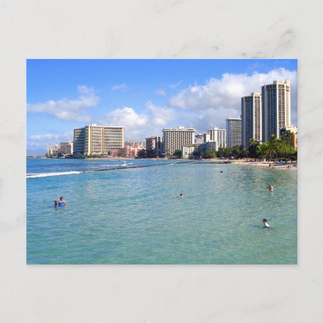 Waikiki Beach, Oahu, Hawaii Postkarte (Vorderseite)