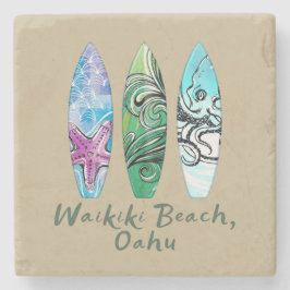 Waikiki Beach Oahu Surfbretter Steinuntersetzer