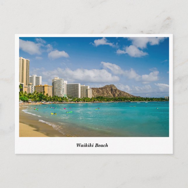 Waikiki Beach Postcard Postkarte (Vorderseite)