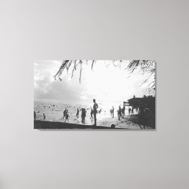 Waikiki Beach Scene in Honolulu Leinwanddruck (Vorderseite)
