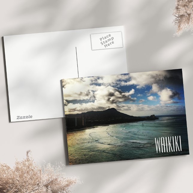 Waikiki Beach Sunrise Diamond Head Hawaii Postkarte (Von Creator hochgeladen)