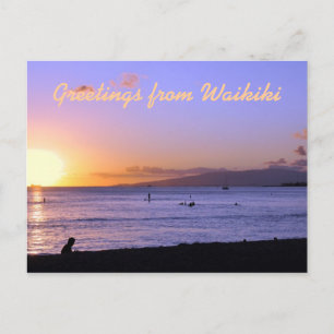 Waikiki Beach Sunset Postcard Postkarte
