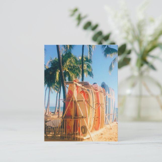 Waikiki Beach Surfboards Feiertagspostkarte (Stehend Vorderseite)