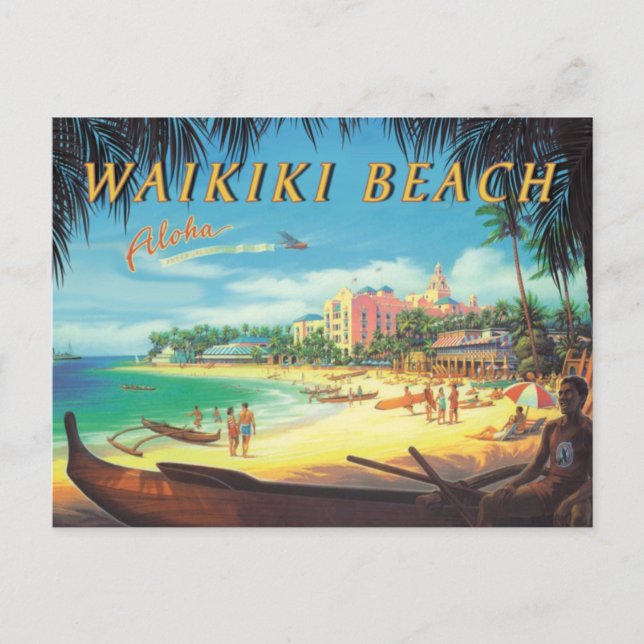 Waikiki Beach Vintag Reproduction Postcard Postkarte (Vorderseite)