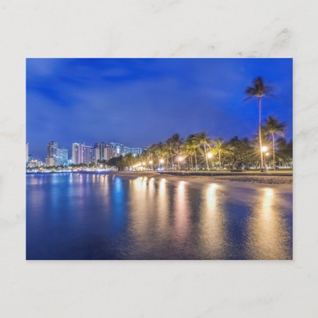 Waikiki City at Dawn Postkarte (Vorderseite)