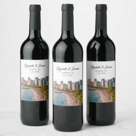 Waikiki Gastgeschenk Hochzeit Hawaii Weinetikett