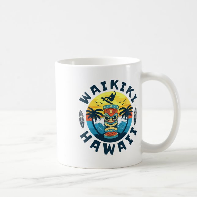 Waikiki Hawaii Beach Surfing Summer Vacation For M Kaffeetasse (Rechts)