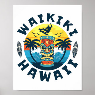 Waikiki Hawaii Beach Surfing Summer Vacation For M Poster