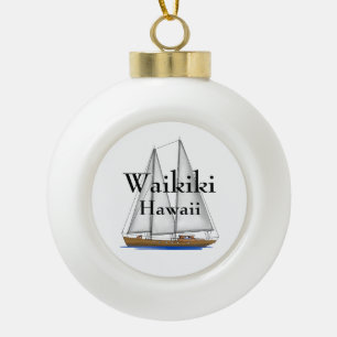 Waikiki Hawaii Keramik Kugel-Ornament