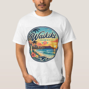 Waikīkī Hawaii Retro Reise Logo T-Shirt
