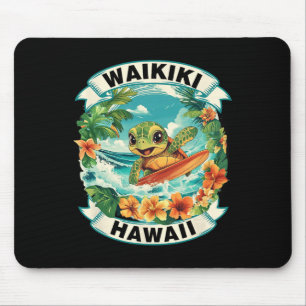 Waikiki Hawaii Süße Meeresschildkröte Surft Sommer Mousepad