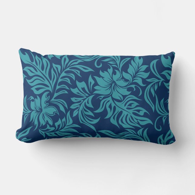 Waikiki Hibiscus Hawaïen réversible Coussin Lumbar (Recto)