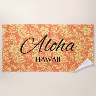 Waikiki Hibiskus Hawaiian Aloha Floral Papaya Strandtuch