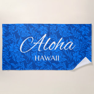 Waikiki Hibiskus Hawaiian Aloha Floral Royal Blue Strandtuch