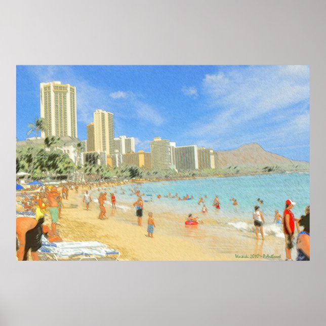 Waikiki Honolulu Hawaii - Kunstdrucken Poster (Vorne)
