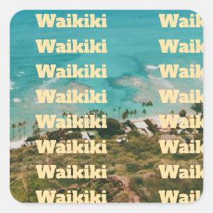 Waikiki, Honolulu, Oahu, Hawaii Quadratischer Aufkleber
