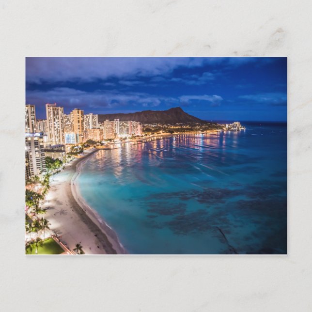 Waikiki in der Nacht Postkarte (Vorderseite)