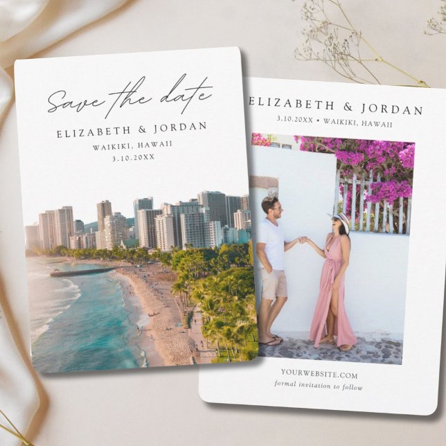 Waikiki Save the Date Hawaii Wedding Einladung (Waikiki Save the Date Hawaii Wedding Invitation
)
