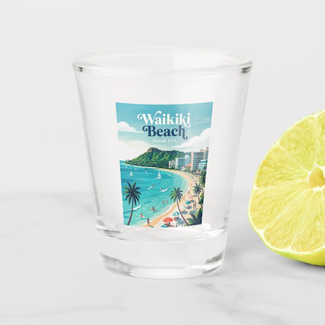 Waikiki-Strand Hawaii Schnapsglas (Vorderseite)