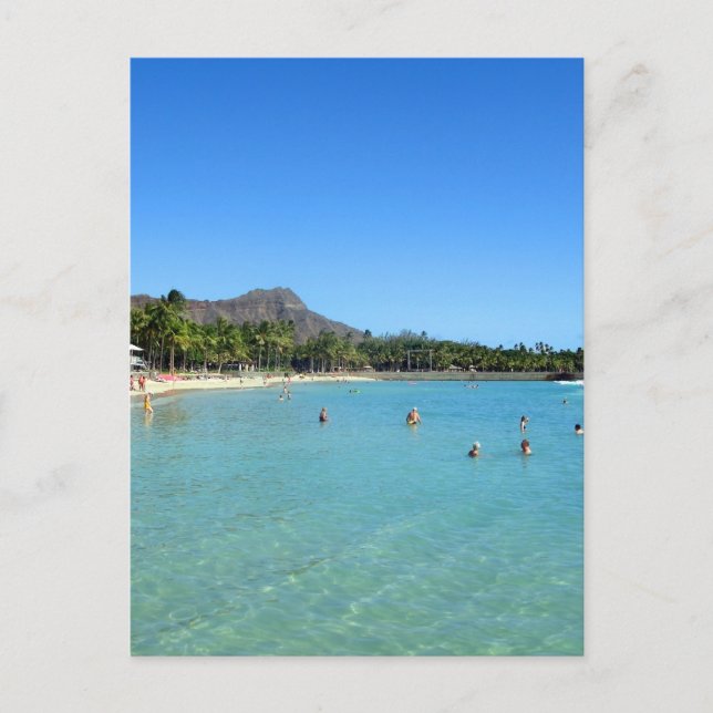 Waikiki Strand und Diamant-Hauptkrater, Hawaii Postkarte (Vorderseite)