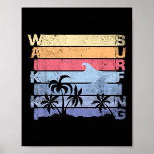 Waikiki Surfen Surfer Vintage Surfbrett Strand Ma Poster