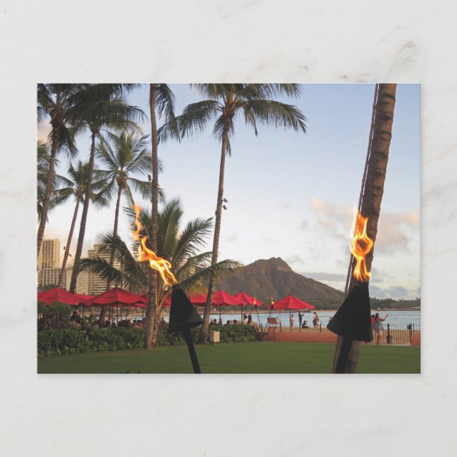 Waikiki Tiki Torches Postkarte (Vorderseite)