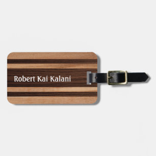 Waikokos Hawaiian Faux-Holz-Surfbrett-Monogramm Gepäckanhänger