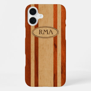 Waikokos Hawaiian Faux-Holz-Surfbrett-Monogramm  iPhone 16 Plus Hülle