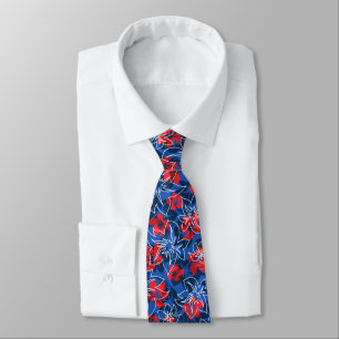 Wailea Hibiscus Hawaiian Floral Zweiseitig Bedruck Krawatte