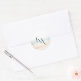 Wailea Wedding Monogram Runder Aufkleber
