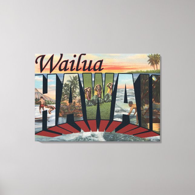Wailua, HawaiiGroße BriefszenenWailua, HI Leinwanddruck (Vorderseite)