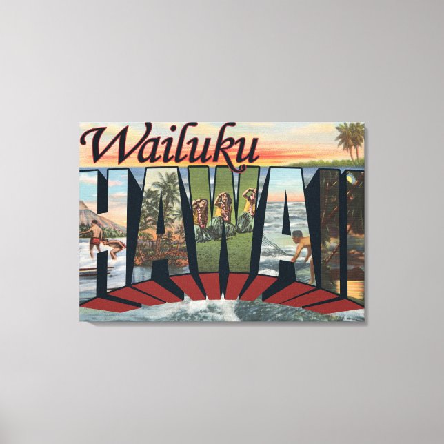 Wailuki, Hawaii - Große Briefszenen Leinwanddruck (Vorderseite)