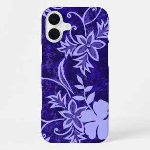 Waimanalo Hawaiianischer Hibiskus Batik Lila iPhone 16 Plus Hülle