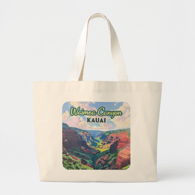 Waimea Canyon Kauai Hawaii Landscape Retro Jumbo Stoffbeutel (Vorne)