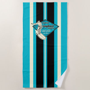 Waimea Striped Surfboard Hawaiian Surfer - Turq Strandtuch