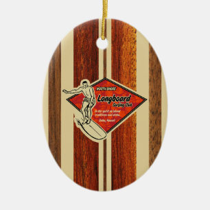Waimea Surfboard Hawaiian Faux-Holz Keramikornament